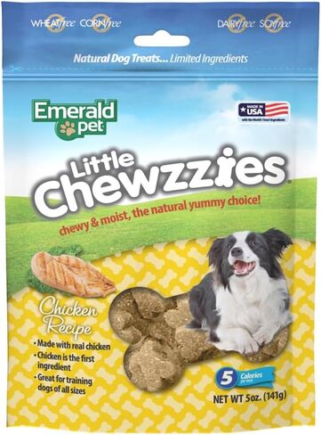 Emerald Pet Little Chewzzies Wheat Free Training Dog Treats — Healthy and Tasty Natural Dog Chews with Real Meat or Peanut Butter — Limited Ingredient Dog Treats Made in The USA — Chicken, 5 oz in Saudi Arabia