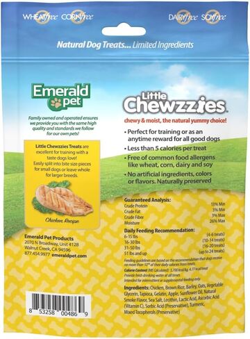 Emerald Pet Little Chewzzies Wheat Free Training Dog Treats — Healthy and Tasty Natural Dog Chews with Real Meat or Peanut Butter — Limited Ingredient Dog Treats Made in The USA — Chicken, 5 oz in Saudi Arabia