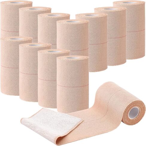 Geiserailie 12 Rolls 4 Inches Elastic Tape Adhesive Elastic Tape Self Adhesive Bandage Wrap Flexible Stretch Bandages for Sports Ankle, Knee and Wrist Sprains Animal Pets, 5 Yards in Saudi Arabia