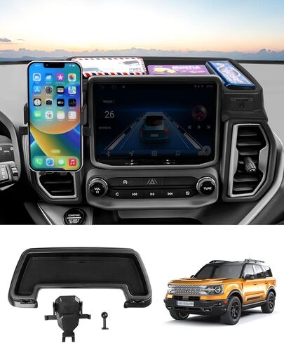Autorder Phone Holder Mount for 2021 2022 2023 2024 Ford Bronco Sport Accessories Center Console Dashboard Organizer with Phone Stand with Anti-Slip Mat in Saudi Arabia