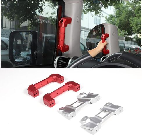 Car A-Pillar Grab Handle استبدال متوافق مع Toyota FJ Cruiser 2007-2021 ، مقبض الاستيلاء على الجانبية A-Pillar ، أدوات الاستيلاء على الألومنيوم الداخلي ، 2pcs (أسود) in Saudi Arabia