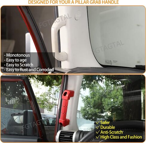Car A-Pillar Grab Handle استبدال متوافق مع Toyota FJ Cruiser 2007-2021 ، مقبض الاستيلاء على الجانبية A-Pillar ، أدوات الاستيلاء على الألومنيوم الداخلي ، 2pcs (أسود) in Saudi Arabia
