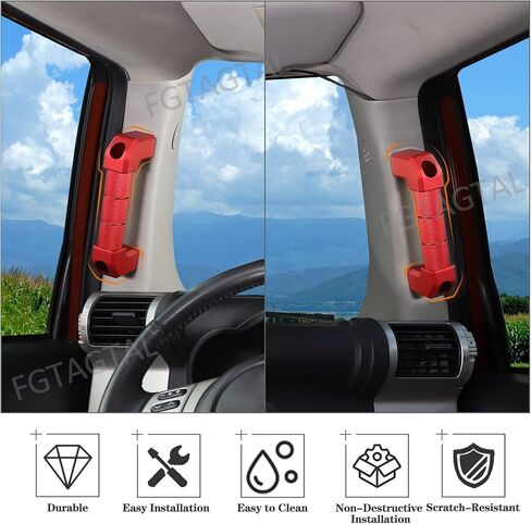Car A-Pillar Grab Handle استبدال متوافق مع Toyota FJ Cruiser 2007-2021 ، مقبض الاستيلاء على الجانبية A-Pillar ، أدوات الاستيلاء على الألومنيوم الداخلي ، 2pcs (أسود) in Saudi Arabia