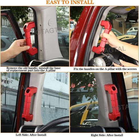 Car A-Pillar Grab Handle استبدال متوافق مع Toyota FJ Cruiser 2007-2021 ، مقبض الاستيلاء على الجانبية A-Pillar ، أدوات الاستيلاء على الألومنيوم الداخلي ، 2pcs (أسود) in Saudi Arabia