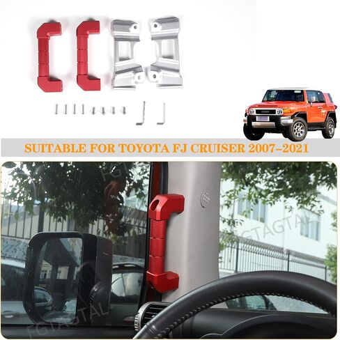 Car A-Pillar Grab Handle استبدال متوافق مع Toyota FJ Cruiser 2007-2021 ، مقبض الاستيلاء على الجانبية A-Pillar ، أدوات الاستيلاء على الألومنيوم الداخلي ، 2pcs (أسود) in Saudi Arabia