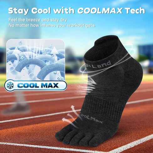 Tough Land Coolmax Five Finger Toe Socks for Men and Women - Athletic Running Ankle Socks - 3 Pairs in Saudi Arabia