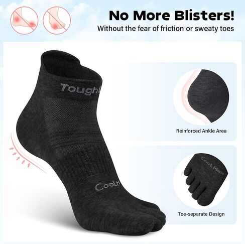 Tough Land Coolmax Five Finger Toe Socks for Men and Women - Athletic Running Ankle Socks - 3 Pairs in Saudi Arabia