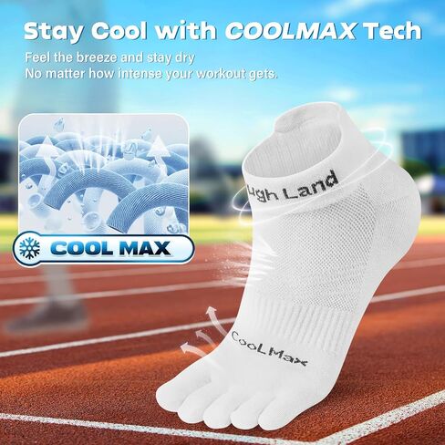 Tough Land Coolmax Five Finger Toe Socks for Men and Women - Athletic Running Ankle Socks - 3 Pairs in Saudi Arabia