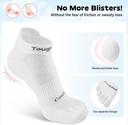 Tough Land Coolmax Five Finger Toe Socks for Men and Women - Athletic Running Ankle Socks - 3 Pairs in Saudi Arabia