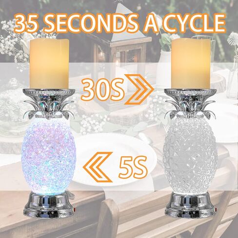YAKii 9.5" Pineapple LED Color Changing Shine Lava Lamp,Swirling Water Waves Lamp Kid Safe Battery/USB Cable Operated,Table Lamp Candle Holder Table Decoration Silver(Pack of 2) in Saudi Arabia