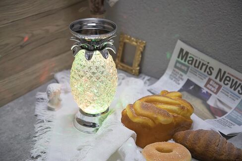 YAKii 9.5" Pineapple LED Color Changing Shine Lava Lamp,Swirling Water Waves Lamp Kid Safe Battery/USB Cable Operated,Table Lamp Candle Holder Table Decoration Silver(Pack of 2) in Saudi Arabia