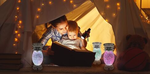 YAKii 9.5" Pineapple LED Color Changing Shine Lava Lamp,Swirling Water Waves Lamp Kid Safe Battery/USB Cable Operated,Table Lamp Candle Holder Table Decoration Silver(Pack of 2) in Saudi Arabia