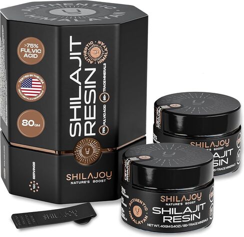 Pure Himalayan Shilajit Resin - Gold Grade High Potency with 75% Fulvic Acid and 85+ Trace Minerals for Energy Boost & Immune Support for Men & Women. U.S. Lab Tested - 40gr (80 Servings) in Saudi Arabia