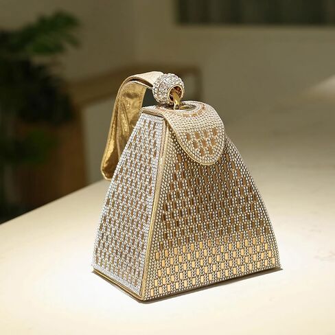 Small Rhinestone Clutch Purse for Womem Sparkly Glitter Triangle Evening Bag Wristlet Handbag in Saudi Arabia