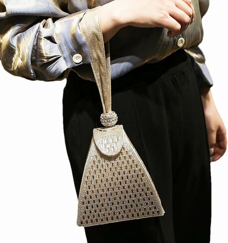 Small Rhinestone Clutch Purse for Womem Sparkly Glitter Triangle Evening Bag Wristlet Handbag in Saudi Arabia