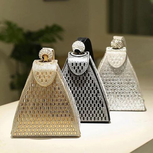 Small Rhinestone Clutch Purse for Womem Sparkly Glitter Triangle Evening Bag Wristlet Handbag in Saudi Arabia
