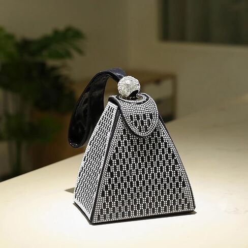 Small Rhinestone Clutch Purse for Womem Sparkly Glitter Triangle Evening Bag Wristlet Handbag in Saudi Arabia