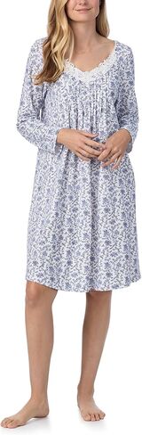 Carole Hochman Women's 38'' Breathable Cotton Jersey Knit Nightgown, Relaxed Fit Long Sleeve Sleepwear with Lace Trim in Saudi Arabia