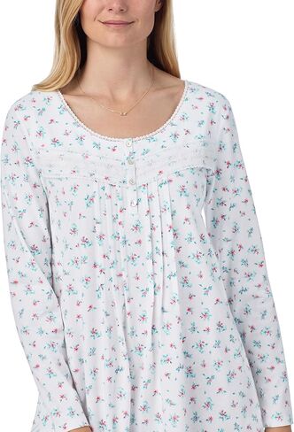 Carole Hochman Women's 38'' Breathable Cotton Jersey Knit Nightgown, Relaxed Fit Long Sleeve Sleepwear with Lace Trim in Saudi Arabia