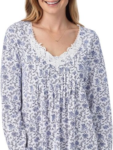 Carole Hochman Women's 38'' Breathable Cotton Jersey Knit Nightgown, Relaxed Fit Long Sleeve Sleepwear with Lace Trim in Saudi Arabia