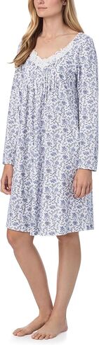 Carole Hochman Women's 38'' Breathable Cotton Jersey Knit Nightgown, Relaxed Fit Long Sleeve Sleepwear with Lace Trim in Saudi Arabia