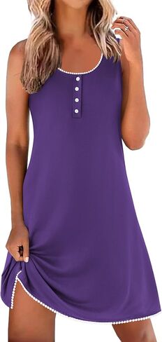 Ekouaer Tank Nightgowns for Women Sleeveless Night gowns Button down Sleep Shirts Soft Sleep Dress Ladies Chemise in Saudi Arabia