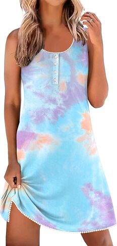 ثوب نوم Ekouaer Tank للنساء أكياس الليلية الزر أسفل قمصان نوم ناعم نوم in Kuwait