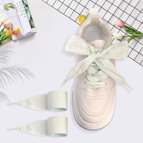 1.57 Inch Wide Ribbon Shoelaces Nylon Striped Flat Shoe Laces Fashion Satin Laces for Sneakers Boots in Kuwait