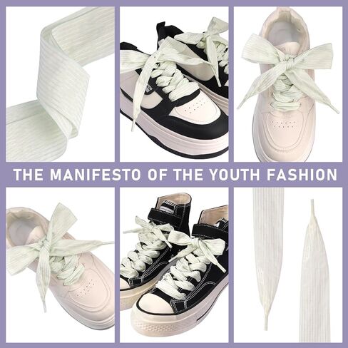 1.57 Inch Wide Ribbon Shoelaces Nylon Striped Flat Shoe Laces Fashion Satin Laces for Sneakers Boots in Kuwait