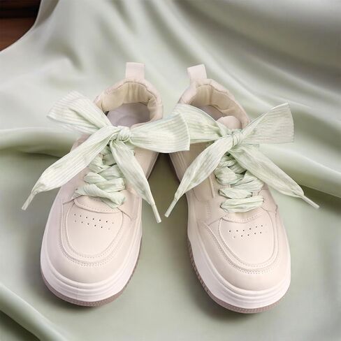 1.57 Inch Wide Ribbon Shoelaces Nylon Striped Flat Shoe Laces Fashion Satin Laces for Sneakers Boots in Kuwait