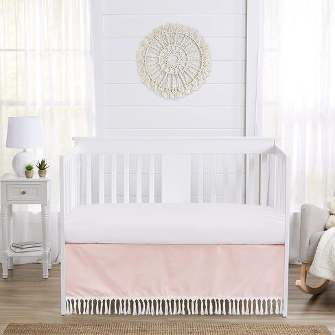 Sweet Jojo Designs Solid Sage Green Girl Baby Crib Skirt Bed Dust Ruffle Bedskirt Nursery Off White Tassel for Watercolor Boho Floral Garden Flower Bohemian Farmhouse Vintage Shabby Chic Beige Nature in Saudi Arabia