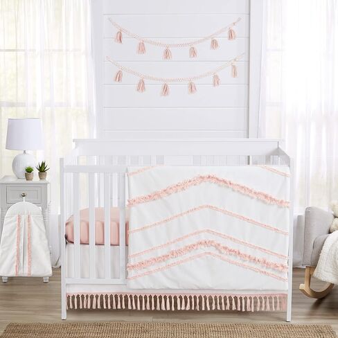 Sweet Jojo Designs Solid Sage Green Girl Baby Crib Skirt Bed Dust Ruffle Bedskirt Nursery Off White Tassel for Watercolor Boho Floral Garden Flower Bohemian Farmhouse Vintage Shabby Chic Beige Nature in Saudi Arabia