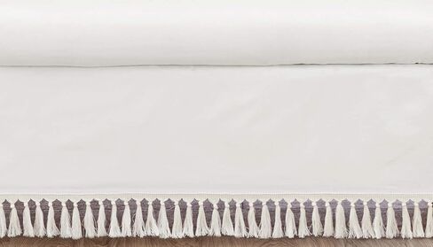 Sweet Jojo Designs Solid Sage Green Girl Baby Crib Skirt Bed Dust Ruffle Bedskirt Nursery Off White Tassel for Watercolor Boho Floral Garden Flower Bohemian Farmhouse Vintage Shabby Chic Beige Nature in Saudi Arabia