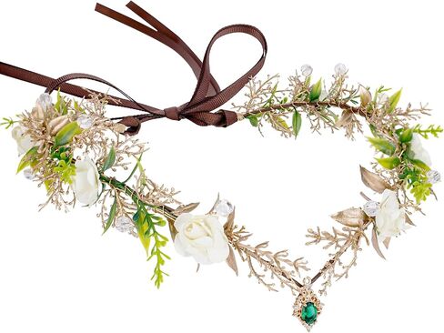 MOSTORY Woodland Flower Fairy Crown - Floral Elf Crowns for Fairy Cotume Women Renaissance Renfaire Cosplay Photo Shoot in Saudi Arabia