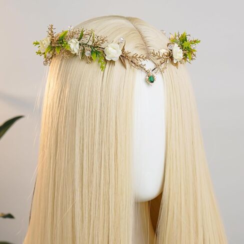 MOSTORY Woodland Flower Fairy Crown - Floral Elf Crowns for Fairy Cotume Women Renaissance Renfaire Cosplay Photo Shoot in Saudi Arabia