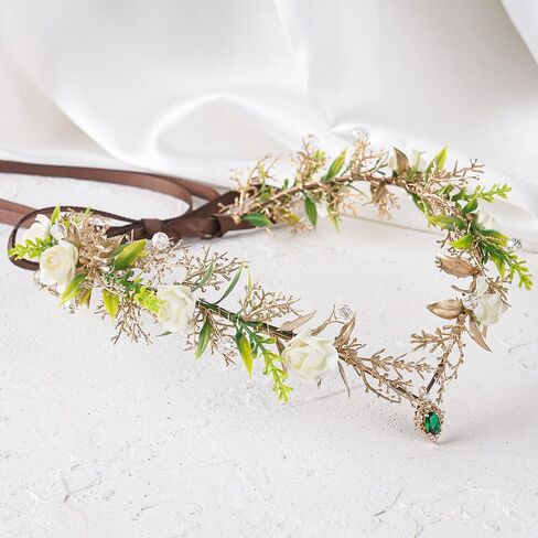 MOSTORY Woodland Flower Fairy Crown - Floral Elf Crowns for Fairy Cotume Women Renaissance Renfaire Cosplay Photo Shoot in Saudi Arabia