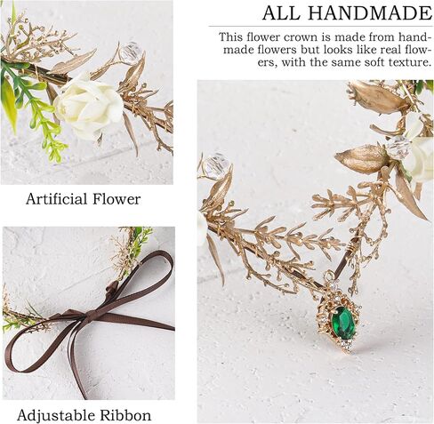 MOSTORY Woodland Flower Fairy Crown - Floral Elf Crowns for Fairy Cotume Women Renaissance Renfaire Cosplay Photo Shoot in Saudi Arabia