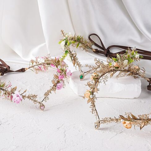 Mostory Woodland Flower Flower Flower Crown - Crowns Floral Elf for Fairy Cotume Women Renaissance Renfaire Cosplay التقاط الصور in Saudi Arabia