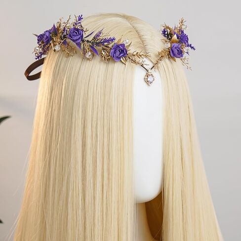 MOSTORY Woodland Flower Fairy Crown - Floral Elf Crowns for Fairy Cotume Women Renaissance Renfaire Cosplay Photo Shoot in Saudi Arabia