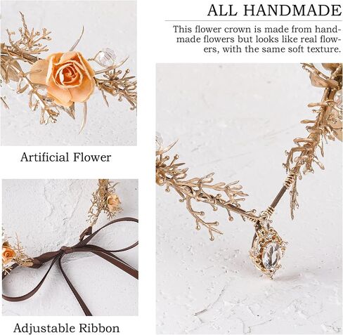 Mostory Woodland Flower Flower Flower Crown - Crowns Floral Elf for Fairy Cotume Women Renaissance Renfaire Cosplay التقاط الصور in Saudi Arabia