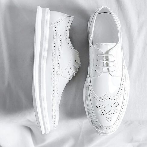 Men's Casual Wingtip Dress Sneakers Orthopedic Classic Leather Dress Shoes for Men Fashion Platform Wingtip Brogue Oxford for Men in Kuwait