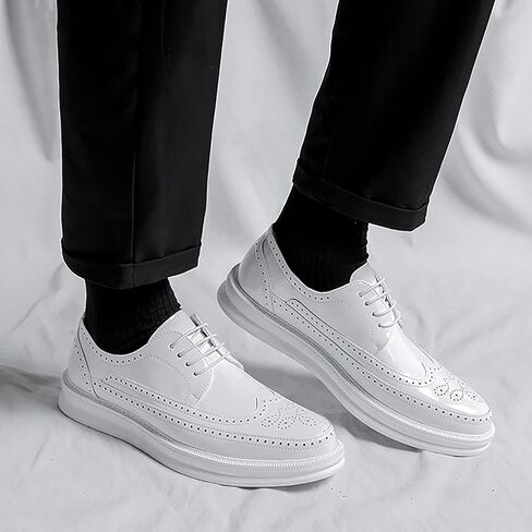 Men's Casual Wingtip Dress Sneakers Orthopedic Classic Leather Dress Shoes for Men Fashion Platform Wingtip Brogue Oxford for Men in Kuwait