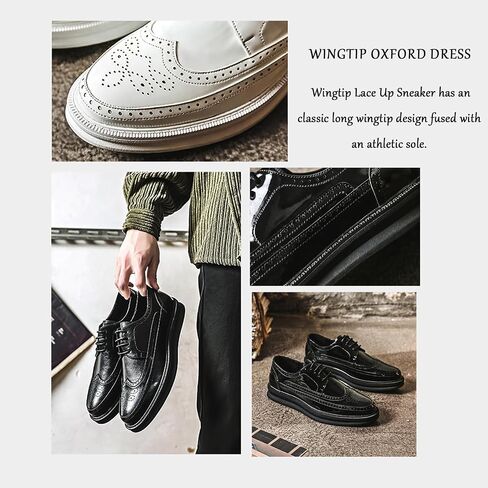 Men's Casual Wingtip Dress Sneakers Orthopedic Classic Leather Dress Shoes for Men Fashion Platform Wingtip Brogue Oxford for Men in Kuwait