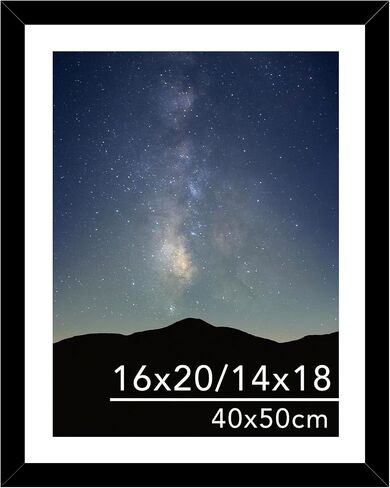 16 × 20 إطار صورة أسود مع حصيرة 14 × 18 للحصول على لوحة فنية من الألماس 40 × 50 سم ، عرض صورة 14 × 18 مع حصيرة أو 16 × 20 بدون حصيرة ، وجدار معلق إطار كبير مع زجاجي ، أسود in Saudi Arabia