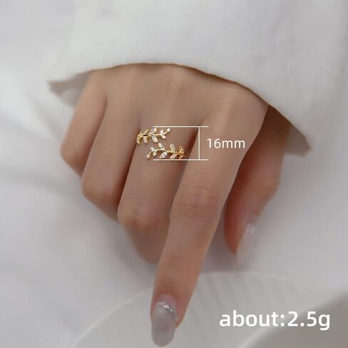 Mnyixsi Leaf Zircon Ring 925 Sterling Silver Dainty Zircon Rings Hypoallergenic Lucky Leaves Statement Ring for Women Promise Ring Fashion Jewelry Vine Leaf Fashion Statement Ring for Women Silver in Kuwait