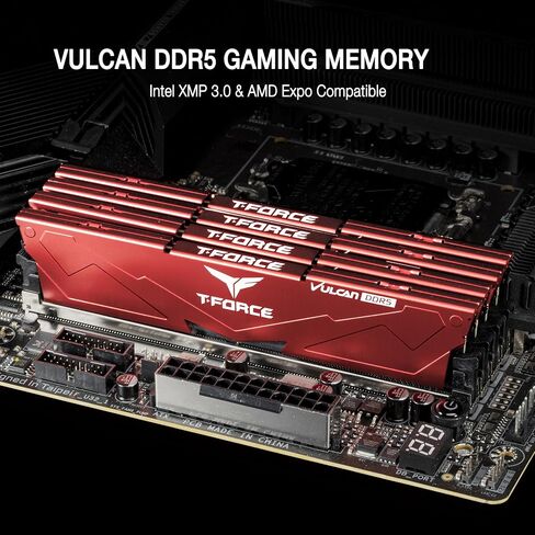 TEAMGROUP T-FORCE VULCAN DDR5 64GB (2x32GB) 6000MHz (PC5-48000) CL38 Intel XMP 3.0 & AMD Expo Compatible Desktop Memory Module Ram Black FLBD564G6000HC38ADC01 in Saudi Arabia