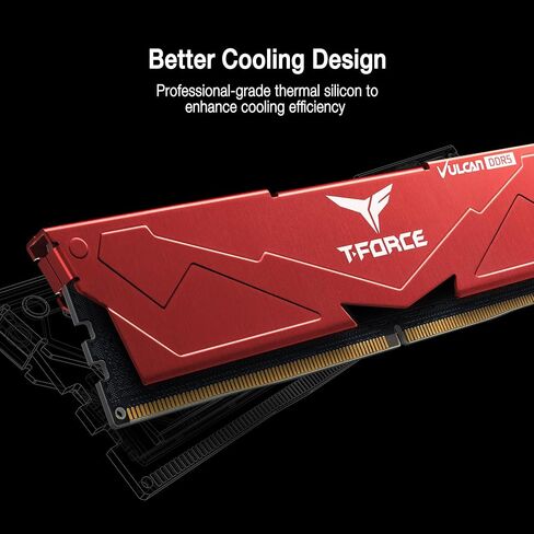 TEAMGROUP T-FORCE VULCAN DDR5 64GB (2x32GB) 6000MHz (PC5-48000) CL38 Intel XMP 3.0 & AMD Expo Compatible Desktop Memory Module Ram Black FLBD564G6000HC38ADC01 in Saudi Arabia