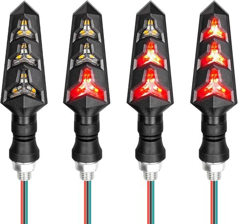 4 مساءً إشارات دوران الدراجات النارية ، وميض دراجة نارية 12V ، ومؤشرات خلفية أمامية متدفقة ، و LED LED LED Universal Universal للدراجات النارية على الطريق (Amber) in Kuwait