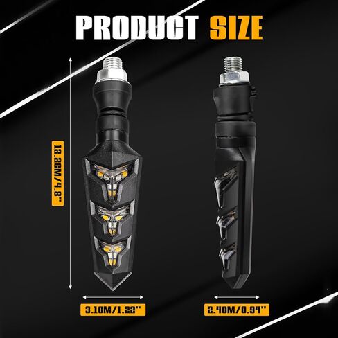 4 مساءً إشارات دوران الدراجات النارية ، وميض دراجة نارية 12V ، ومؤشرات خلفية أمامية متدفقة ، و LED LED LED Universal Universal للدراجات النارية على الطريق (Amber) in Kuwait