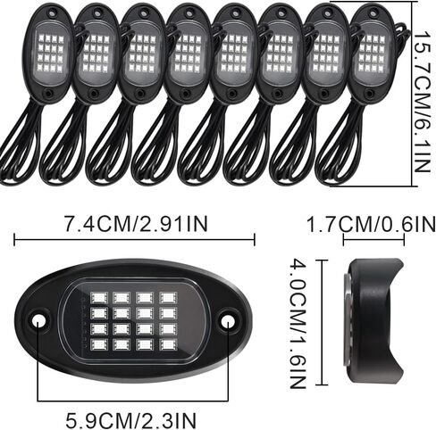 GSRECY RGB LED ROCK LIGHTS FOR TRUCTS ، 8 PODS ROCK LIGHTS مع APP/REMOTE CONTROL/MUSIC MODE ، MULTILCOLOR NEON UNDGLOW WELL LIGH in Kuwait